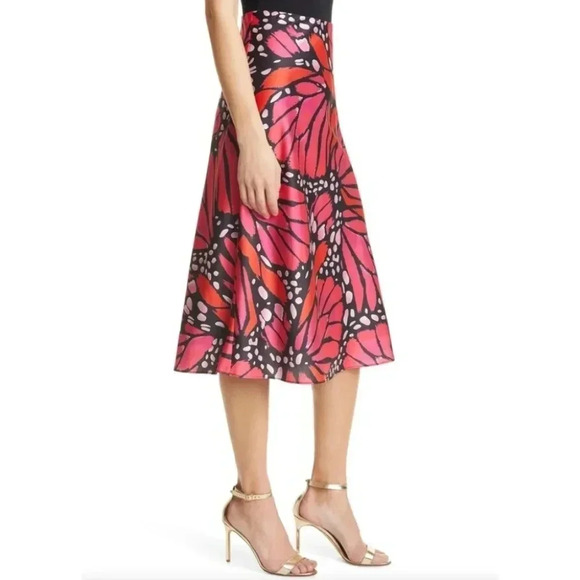 {Milly} Fion Graphic Butterfly Bias Cut Satin Skirt - Picture 3 of 17